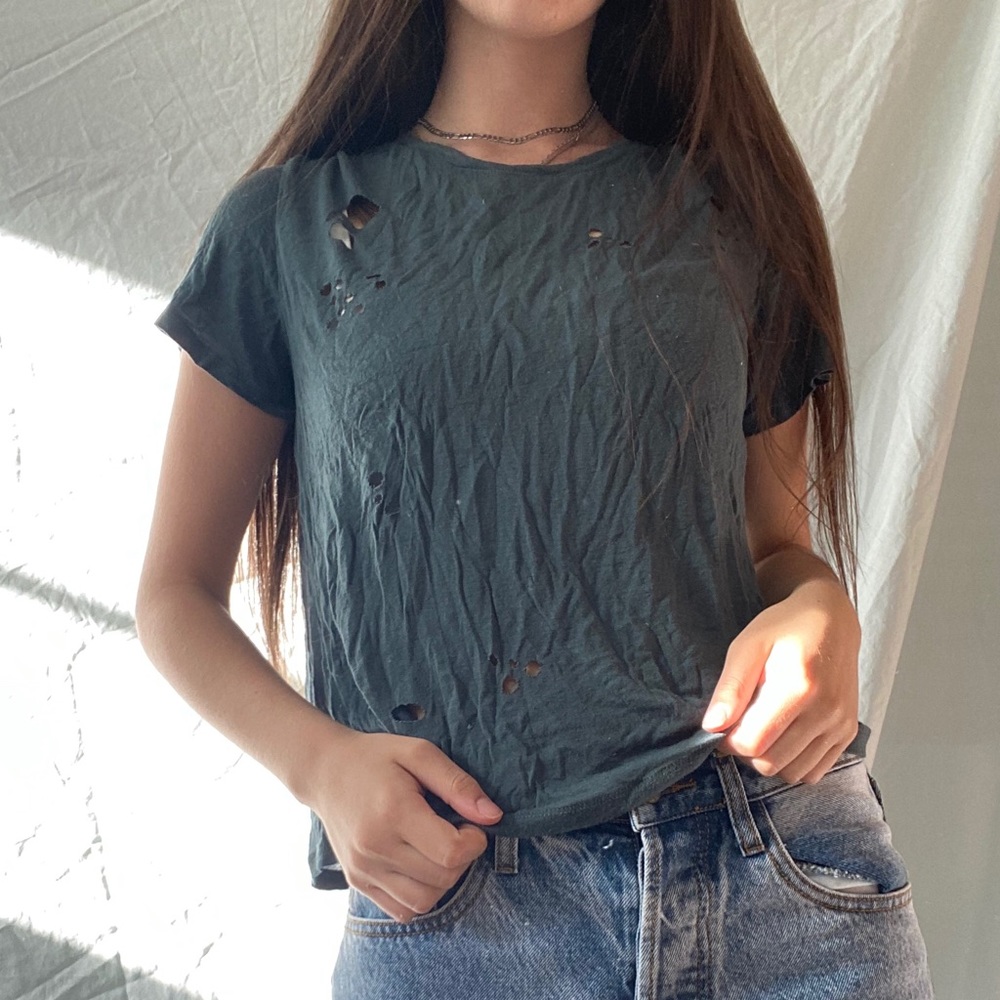 Distressed Forest Green Tee